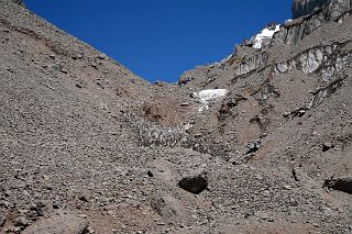 06 The Trail Steepens As It Ascends A Narrow Gully Passing Small Ice Penitentes On The Climb From Plaza Argentina Base Camp To Camp 1.jpg